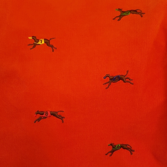 LILLY PULITZER VIA PALM BEACH EMBROIDERED GREYHOUND DOG RACING CORDUROY PANTS - Picture 5 of 5